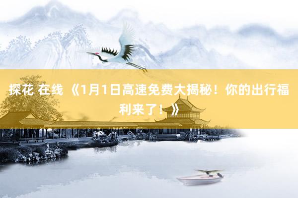 探花 在线 《1月1日高速免费大揭秘！你的出行福利来了！》