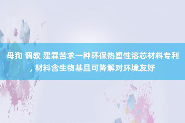 母狗 调教 建霖苦求一种环保热塑性溶芯材料专利， 材料含生物基且可降解对环境友好