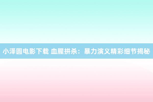 小泽圆电影下载 血腥拼杀：暴力演义精彩细节揭秘