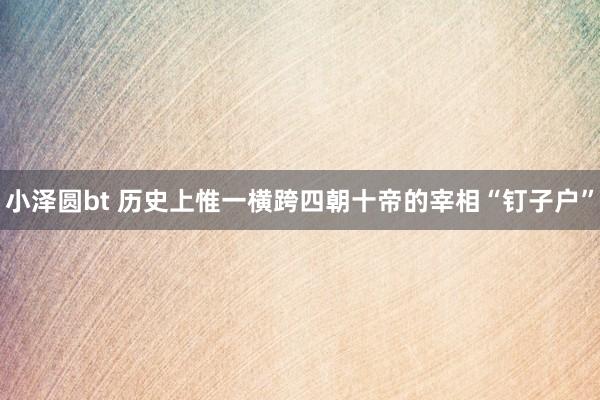 小泽圆bt 历史上惟一横跨四朝十帝的宰相“钉子户”