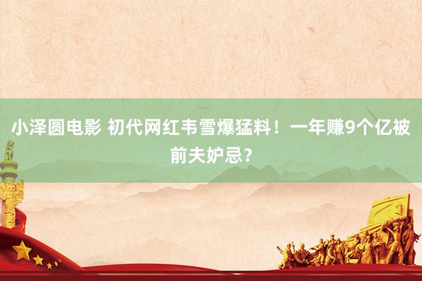 小泽圆电影 初代网红韦雪爆猛料！一年赚9个亿被前夫妒忌？